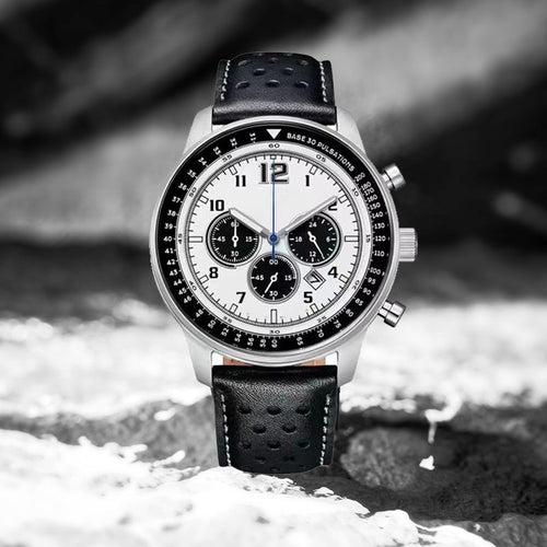 Men's Waterproof Multifunctional Quartz Watch With Leather Belt