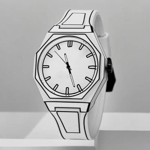 FENSIRĀ® Creative Sketch Watch | Sports Fashion Quartz Minimalist Black | White Anime Series Design | Waterproof Timepiece | Ideal for Weddings & Parties-MDV|B0DXVKXF37