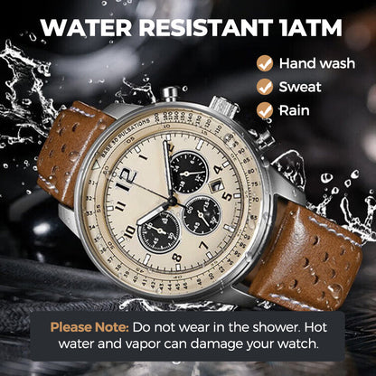 Men's Waterproof Multifunctional Quartz Watch With Leather Belt