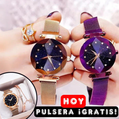 Diamond Design Watch with Mesh Strap + FREE BRACELET 🎁