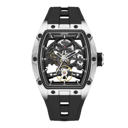 Skeleton Face With Rubber Strap Mechanical Movement Waterproof Watch