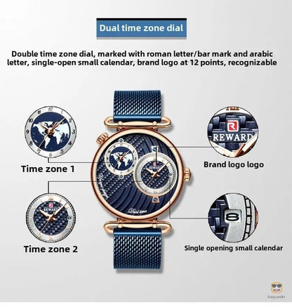 Multi-Time Zone Ultra-Thin Waterproof Men's Watch - Buyseekr