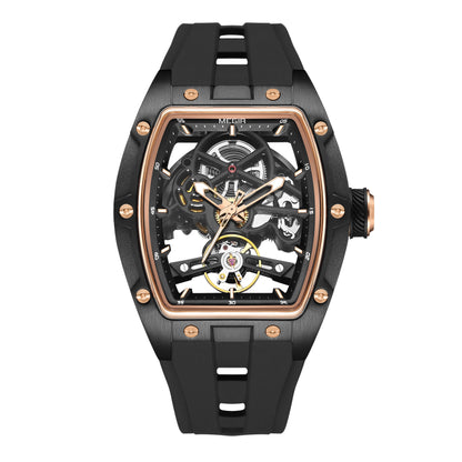 Skeleton Face With Rubber Strap Mechanical Movement Waterproof Watch