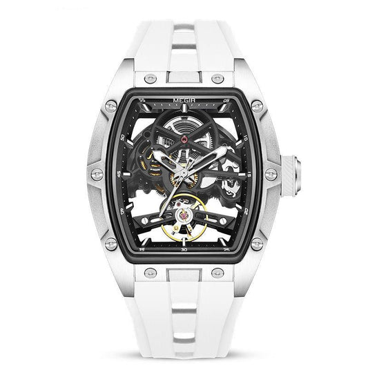 Skeleton Face With Rubber Strap Mechanical Movement Waterproof Watch