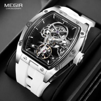 Skeleton Face With Rubber Strap Mechanical Movement Waterproof Watch