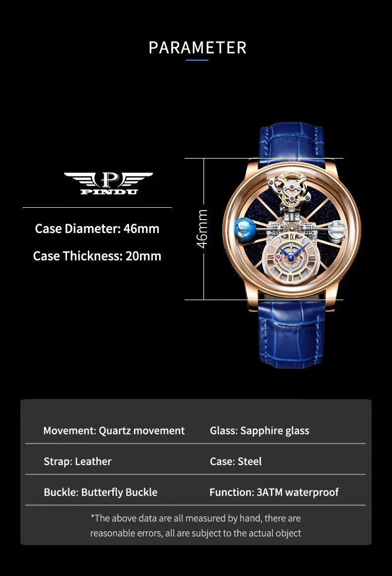 Galactic Pioneer Chronograph Tourbillon Luxury Watch - Shark & Sapphire