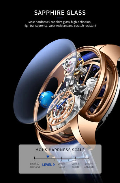 Galactic Pioneer Chronograph Tourbillon Luxury Watch - Shark & Sapphire