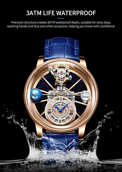 Galactic Pioneer Chronograph Tourbillon Luxury Watch - Shark & Sapphire