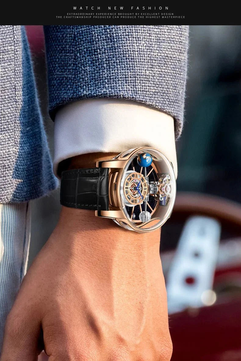 Galactic Pioneer Chronograph Tourbillon Luxury Watch - Shark & Sapphire