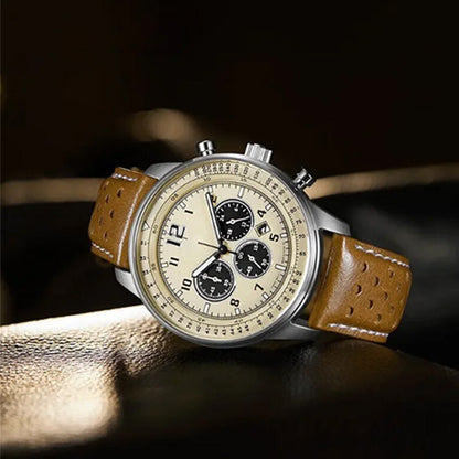 Men's Waterproof Multifunctional Quartz Watch With Leather Belt